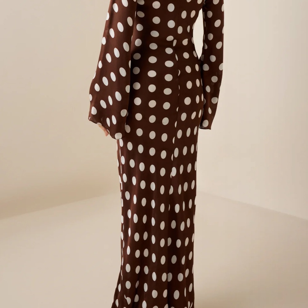 HEMANT & NANDITA Brown and White Polka Dot Dress size Small - Picture 7 of 16